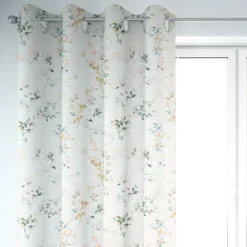 SCHÖNER LEBEN. Vorhang Baumwollstoff Aziza1 Aquarell Blätterzweige Blüten weiß pastell 245cm oder Wunschlänge