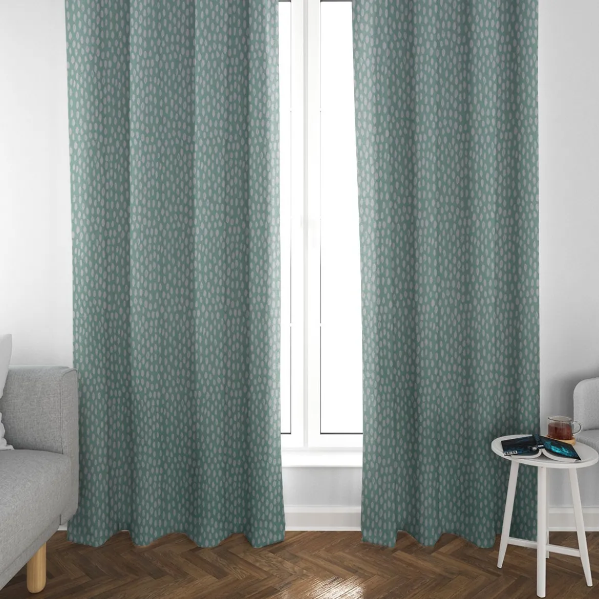 SCHÖNER LEBEN. Vorhang Bayside Tupfen Pinselstriche mint weiß 245cm oder Wunschlänge