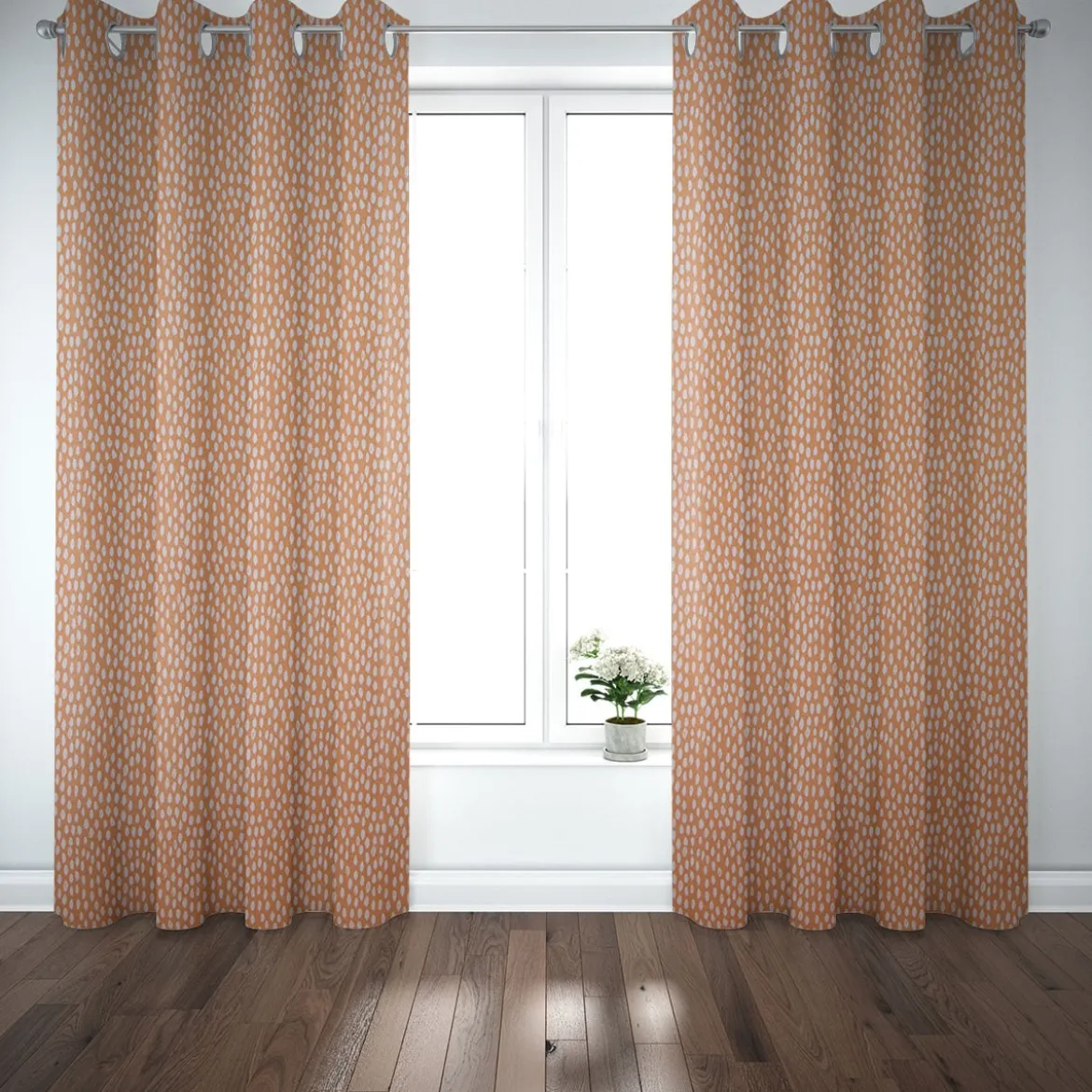 SCHÖNER LEBEN. Vorhang Bayside Tupfen Pinselstriche orange weiß 245cm oder Wunschlänge