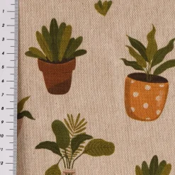 SCHÖNER LEBEN. Vorhang Blätter Pflanzen Vase Pflanztopf natur gelb grün braun 245cm oder Wunschlänge
