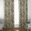 SCHÖNER LEBEN. Vorhang Blätter Zweige beige grün rot 245cm oder Wunschlänge