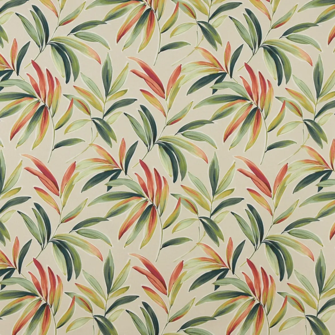 SCHÖNER LEBEN. Vorhang Blätter Zweige beige grün rot 245cm oder Wunschlänge