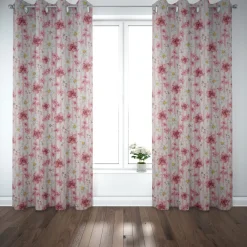 SCHÖNER LEBEN. Vorhang Blumen Blüten Streifen rosa weiß 245cm oder Wunschlänge