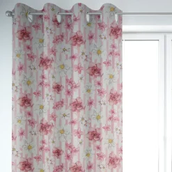 SCHÖNER LEBEN. Vorhang Blumen Blüten Streifen rosa weiß 245cm oder Wunschlänge