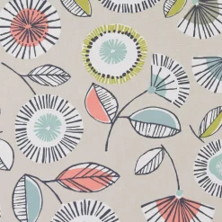 SCHÖNER LEBEN. Vorhang Blumen Blätter abstrakt beige weiß grau bunt 245cm oder Wunschlänge