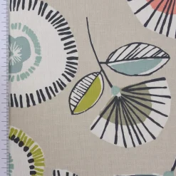 SCHÖNER LEBEN. Vorhang Blumen Blätter abstrakt beige weiß grau bunt 245cm oder Wunschlänge