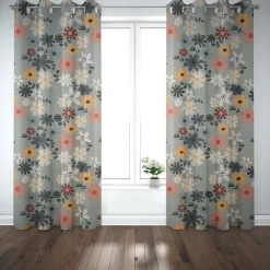 SCHÖNER LEBEN. Vorhang Blumen Blüten mint bunt 245cm oder Wunschlänge