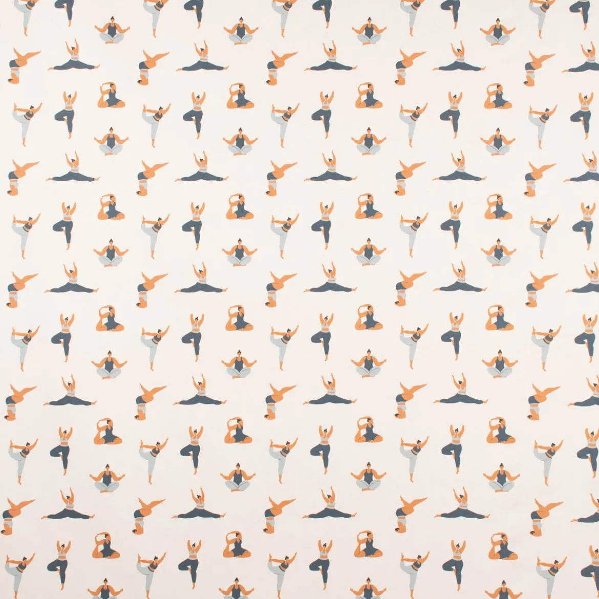 SCHÖNER LEBEN. Vorhang Body Positivity Yoga wollweiß blau 245cm oder Wunschlänge