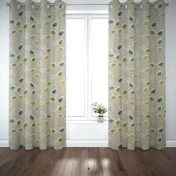 SCHÖNER LEBEN. Vorhang Clara Cactus Blumen grau grün 245cm oder Wunschlänge