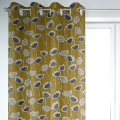 SCHÖNER LEBEN. Vorhang Clara Saffron Blumen senfgelb ocker blau grau 245cm oder Wunschlänge