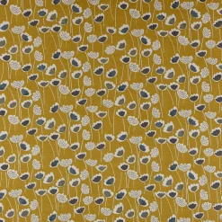 SCHÖNER LEBEN. Vorhang Clara Saffron Blumen senfgelb ocker blau grau 245cm oder Wunschlänge