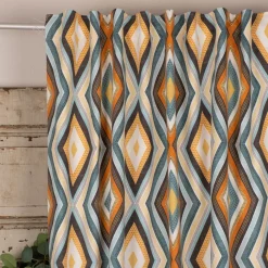 SCHÖNER LEBEN. Vorhang Clarke & Clarke STUDIO G geometrisch Ethno Raute creme bunt 245cm oder Wunschlänge