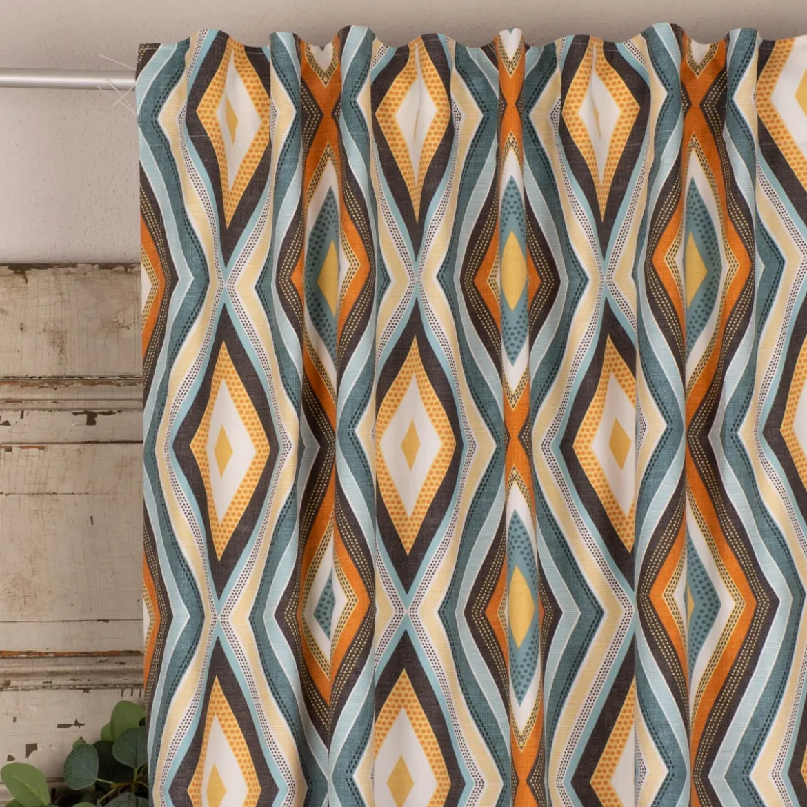 SCHÖNER LEBEN. Vorhang Clarke & Clarke STUDIO G geometrisch Ethno Raute creme bunt 245cm oder Wunschlänge