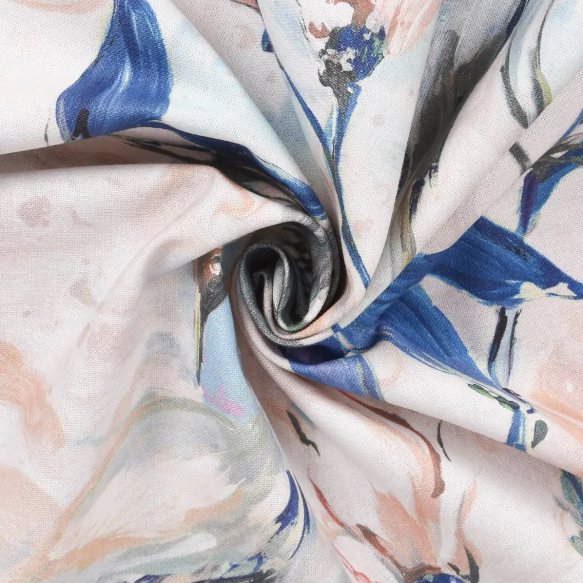 SCHÖNER LEBEN. Vorhang Cranebird Marble Kranich Aquarell Indigo Pastell 245cm oder Wunschlänge
