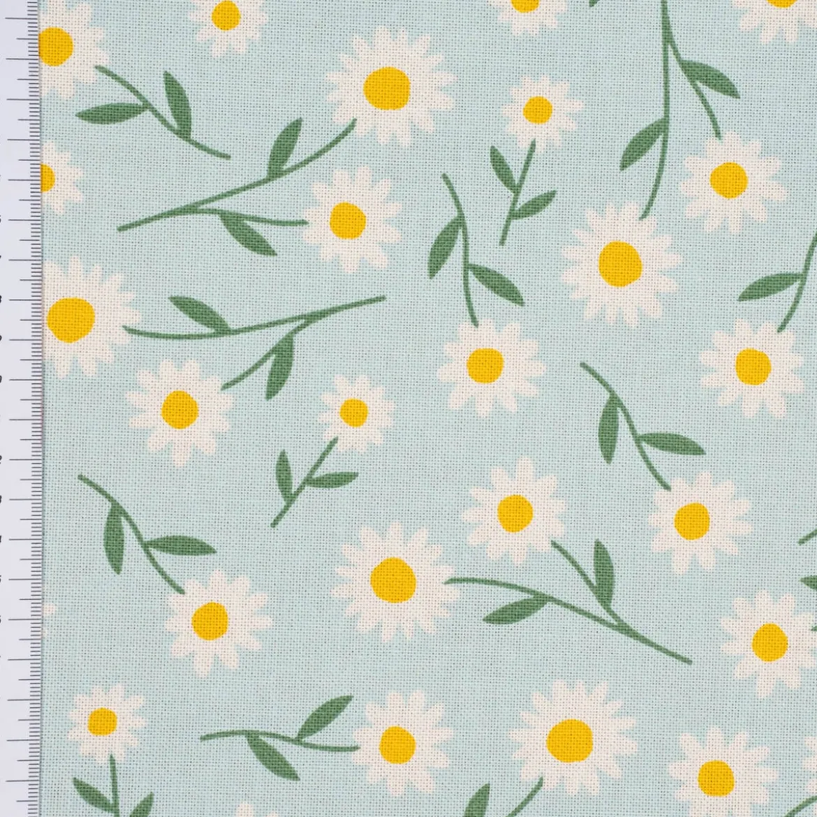 SCHÖNER LEBEN. Vorhang Daisy Sweet Field Gänseblümchen Leinenlook hellblau oder natur weiß in 245cm oder Wunschlänge