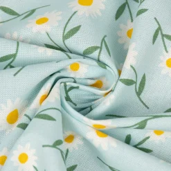 SCHÖNER LEBEN. Vorhang Daisy Sweet Field Gänseblümchen Leinenlook hellblau oder natur weiß in 245cm oder Wunschlänge