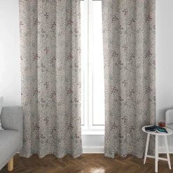 SCHÖNER LEBEN. Vorhang Digitaldruck Allover Blumenwiese cremeweiß lila 245cm oder Wunschlänge