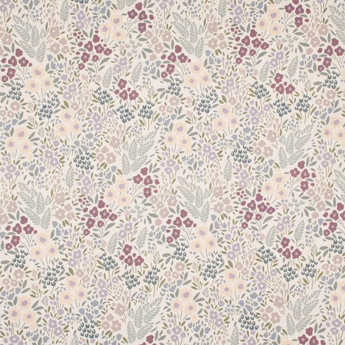 SCHÖNER LEBEN. Vorhang Digitaldruck Allover Blumenwiese cremeweiß lila 245cm oder Wunschlänge