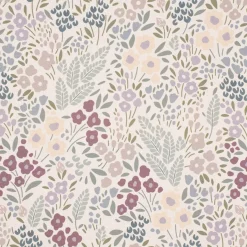 SCHÖNER LEBEN. Vorhang Digitaldruck Allover Blumenwiese cremeweiß lila 245cm oder Wunschlänge