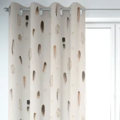 SCHÖNER LEBEN. Vorhang Digitaldruck Federn creme braun 245cm oder Wunschlänge