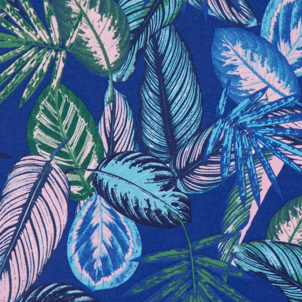 SCHÖNER LEBEN. Vorhang Dschungelpflanzen blau grün rosa 245cm oder Wunschlänge