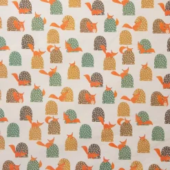 SCHÖNER LEBEN. Vorhang Eichhörnchen Hügel mint braun ocker orange 245cm oder Wunschlänge