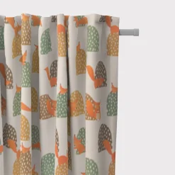 SCHÖNER LEBEN. Vorhang Eichhörnchen Hügel mint braun ocker orange 245cm oder Wunschlänge