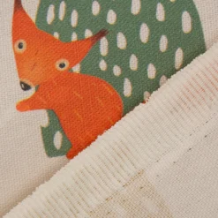 SCHÖNER LEBEN. Vorhang Eichhörnchen Hügel mint braun ocker orange 245cm oder Wunschlänge