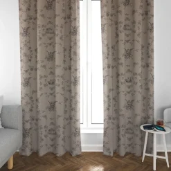 SCHÖNER LEBEN. Vorhang Engel Rosen Vogel natur schwarz 245cm oder Wunschlänge