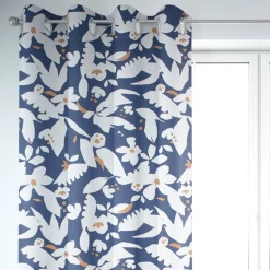 SCHÖNER LEBEN. Vorhang Ewazi Blätter Blumen abstrakt blau ecru 245cm oder Wunschlänge