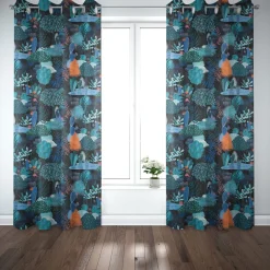 SCHÖNER LEBEN. Vorhang Fantasia Bäume Kakteen Pflanzen blau pink orange 245cm oder Wunschlänge