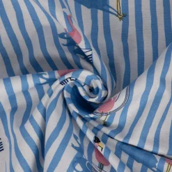 SCHÖNER LEBEN. Vorhang Flamingo Streifen maritim hellblau ecru 245cm oder Wunschlänge