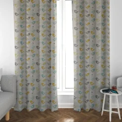 SCHÖNER LEBEN. Vorhang Fryett`s Birds Vögel beige grau mint senf 245cm oder Wunschlänge