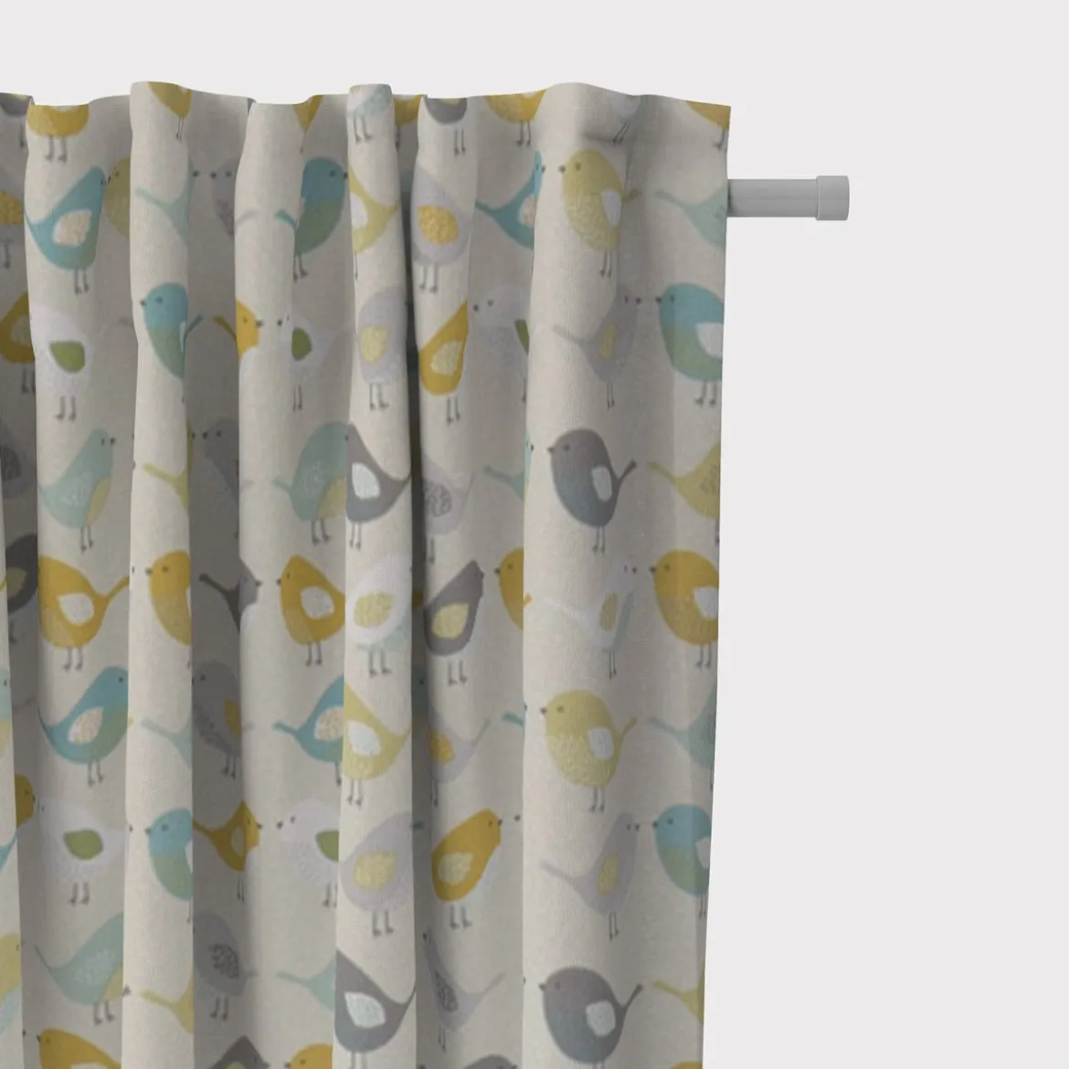 SCHÖNER LEBEN. Vorhang Fryett`s Birds Vögel beige grau mint senf 245cm oder Wunschlänge