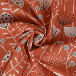SCHÖNER LEBEN. Vorhang Fryett`s Halbpanama Blumen abstrakt orange 245cm oder Wunschlänge