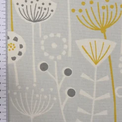 SCHÖNER LEBEN. Vorhang Fryett`s Halbpanama Blumen abstrakt grau 245cm oder Wunschlänge