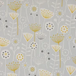 SCHÖNER LEBEN. Vorhang Fryett`s Halbpanama Blumen abstrakt grau 245cm oder Wunschlänge