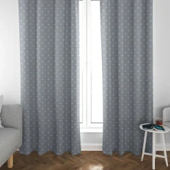 SCHÖNER LEBEN. Vorhang Full Stop Punkte blau weiß 245cm oder Wunschlänge