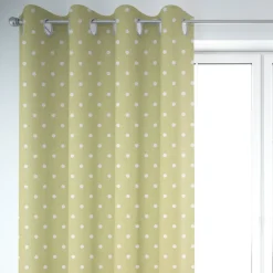 SCHÖNER LEBEN. Vorhang Full Stop Punkte oliv grün weiß 245cm oder Wunschlänge