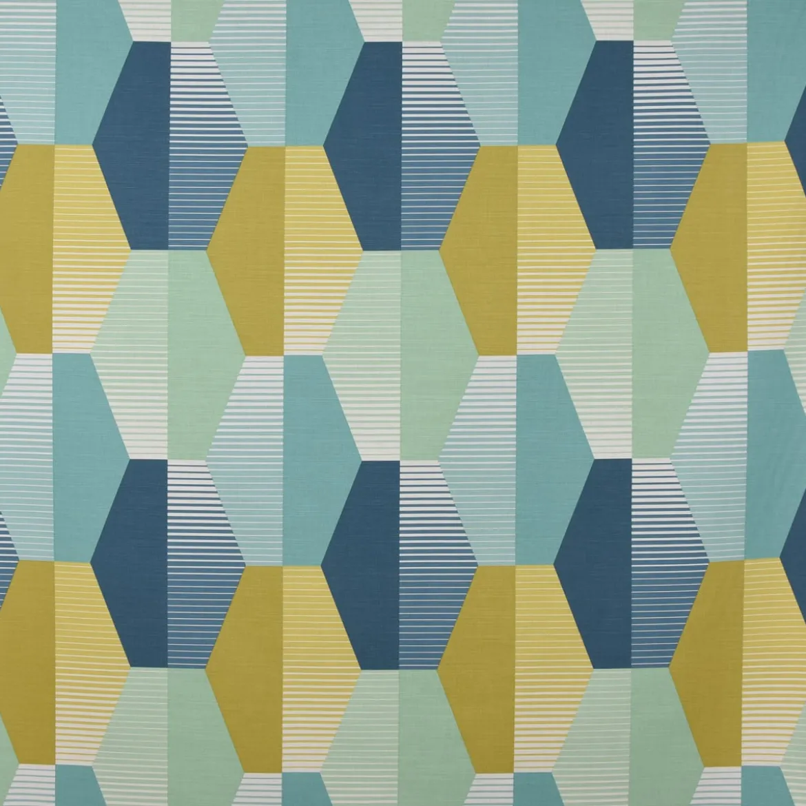 SCHÖNER LEBEN. Vorhang geometrisch Retro Sechseck blau grün weiß 245cm oder Wunschlänge
