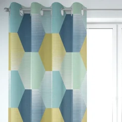 SCHÖNER LEBEN. Vorhang geometrisch Retro Sechseck blau grün weiß 245cm oder Wunschlänge