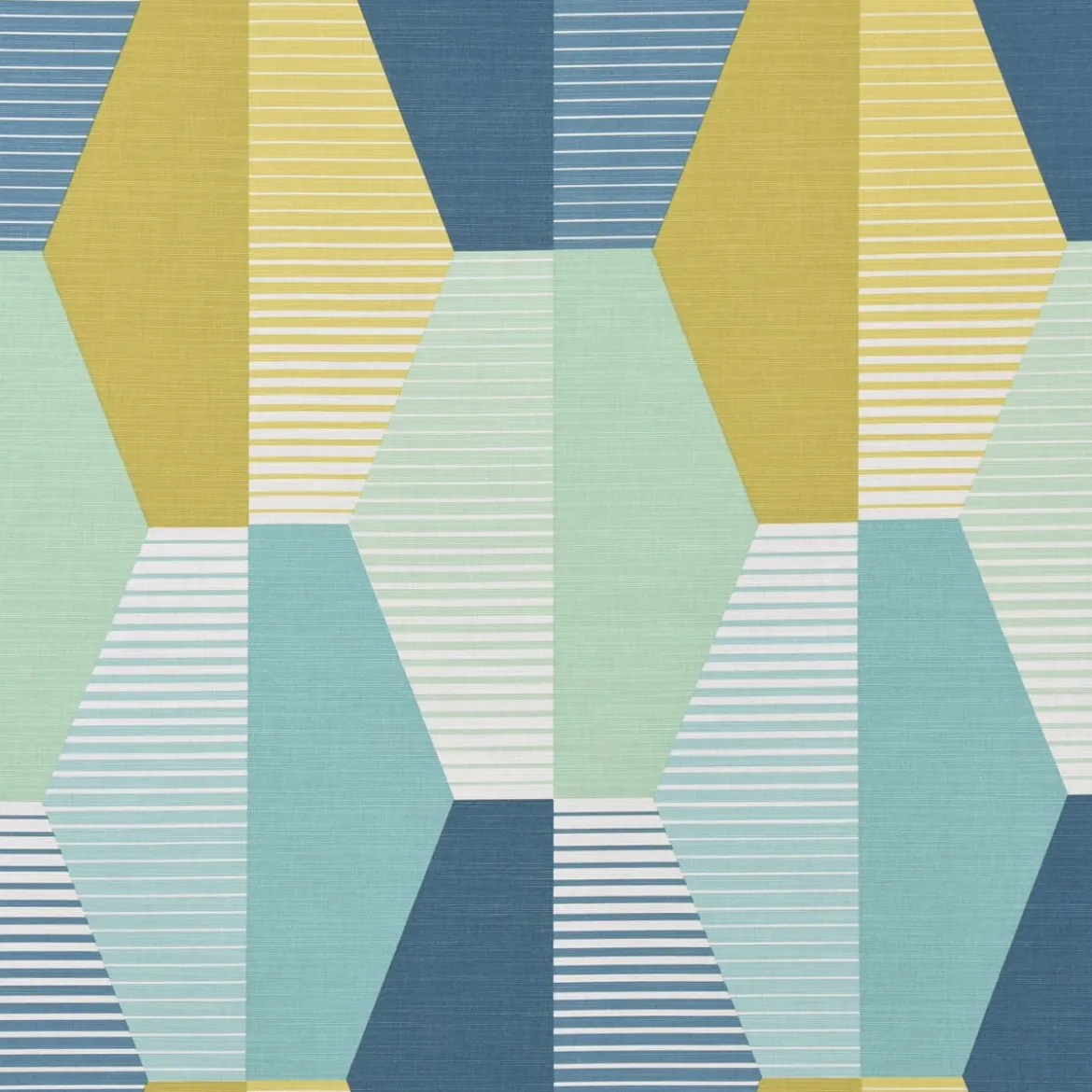 SCHÖNER LEBEN. Vorhang geometrisch Retro Sechseck blau grün weiß 245cm oder Wunschlänge