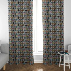 SCHÖNER LEBEN. Vorhang geometrisch Kreise weiß schwarz bunt 245cm oder Wunschlänge
