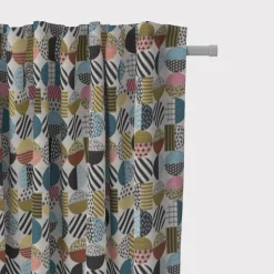 SCHÖNER LEBEN. Vorhang geometrisch Kreise weiß schwarz bunt 245cm oder Wunschlänge