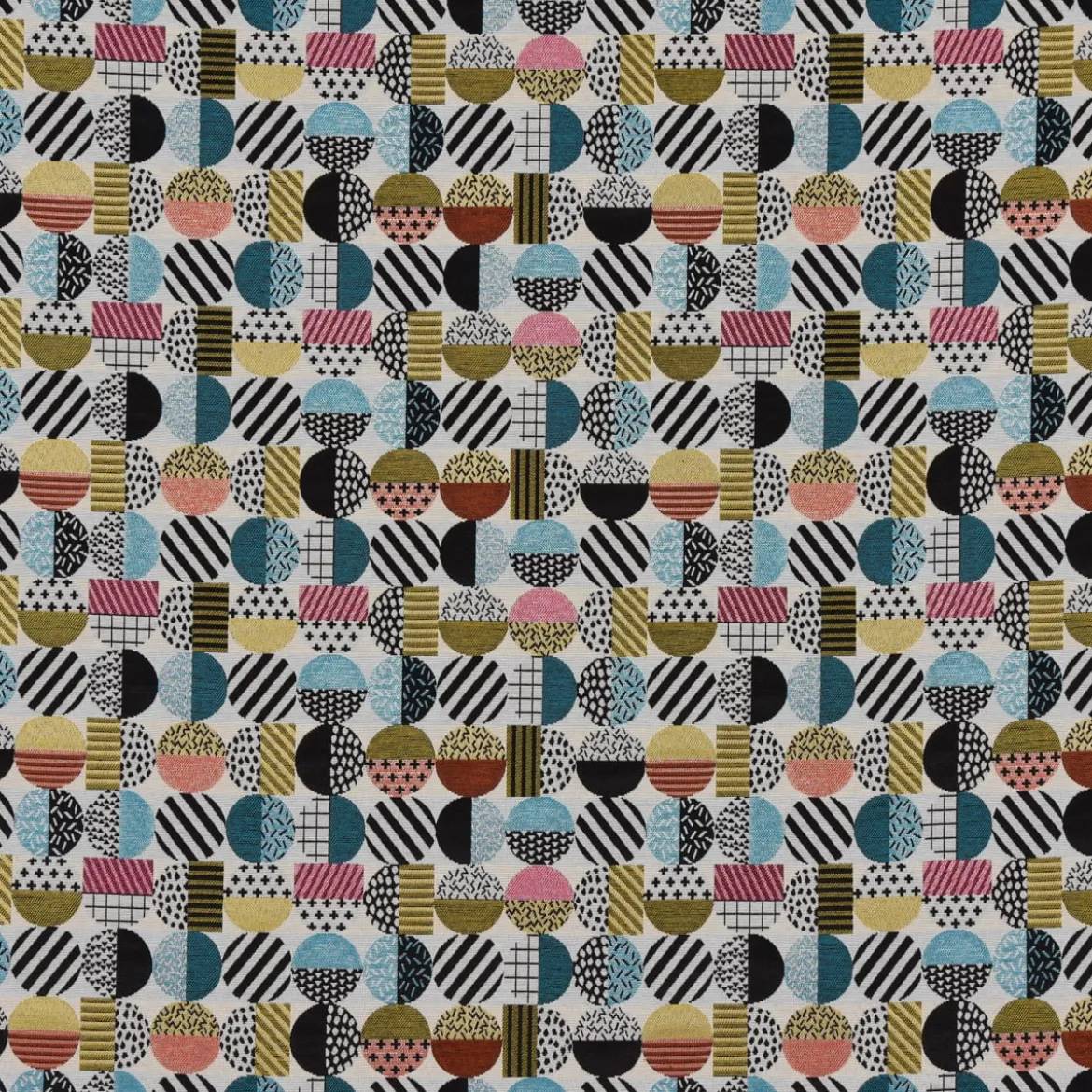 SCHÖNER LEBEN. Vorhang geometrisch Kreise weiß schwarz bunt 245cm oder Wunschlänge