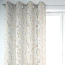 SCHÖNER LEBEN. Vorhang Gräser Blumen wollweiß orange gelb 245cm oder Wunschlänge