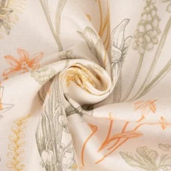 SCHÖNER LEBEN. Vorhang Gräser Blumen wollweiß orange gelb 245cm oder Wunschlänge