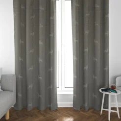SCHÖNER LEBEN. Vorhang helle Hirsche beige braun türkis 245cm oder Wunschlänge