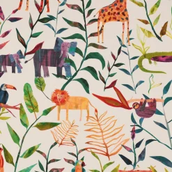 SCHÖNER LEBEN. Vorhang Hide and Seek Dschungeltiere bunt 245cm oder Wunschlänge