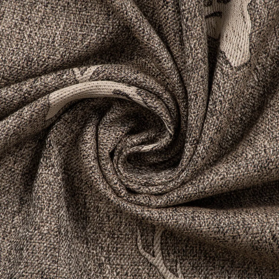 SCHÖNER LEBEN. Vorhang Jacquard Hirschkopf mit Geweih braun beige 245cm oder Wunschlänge